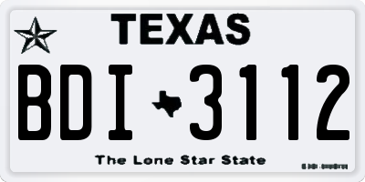 TX license plate BDI3112