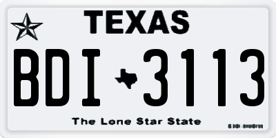 TX license plate BDI3113