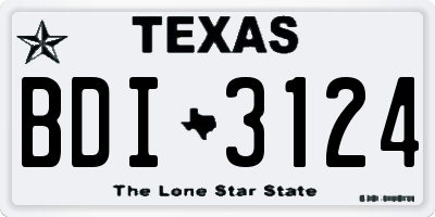 TX license plate BDI3124