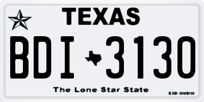 TX license plate BDI3130