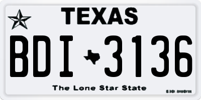 TX license plate BDI3136