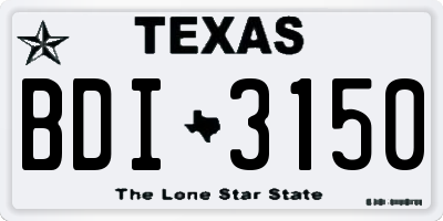TX license plate BDI3150