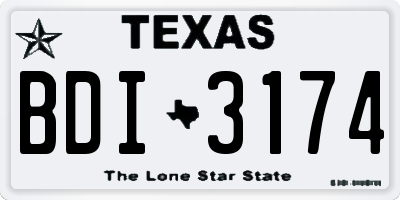 TX license plate BDI3174