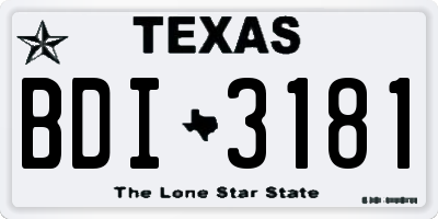 TX license plate BDI3181