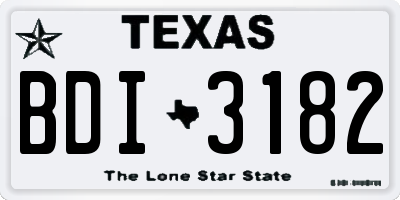 TX license plate BDI3182