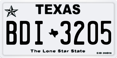 TX license plate BDI3205