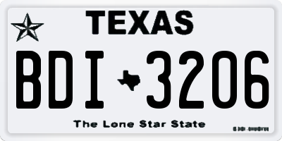 TX license plate BDI3206
