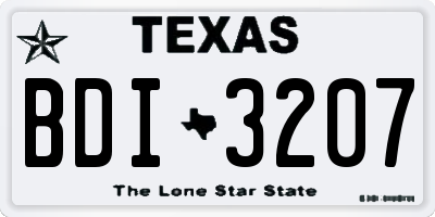 TX license plate BDI3207