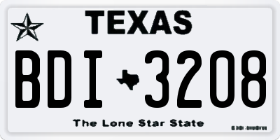 TX license plate BDI3208