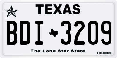 TX license plate BDI3209