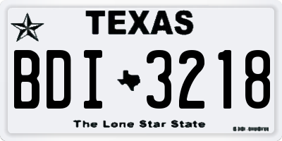 TX license plate BDI3218