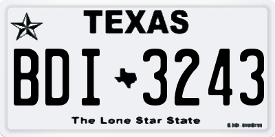 TX license plate BDI3243