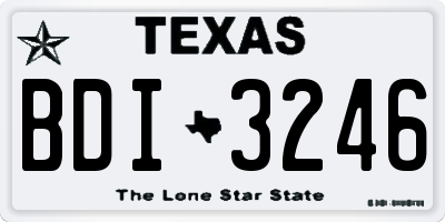TX license plate BDI3246