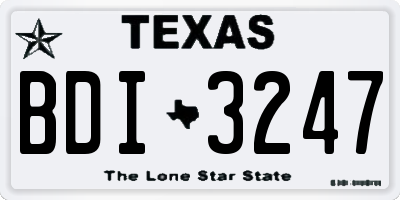 TX license plate BDI3247