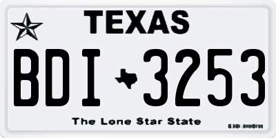 TX license plate BDI3253