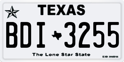 TX license plate BDI3255