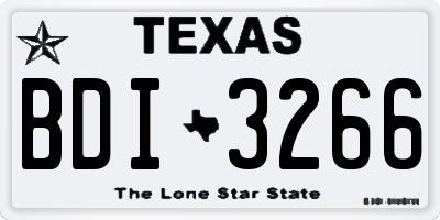 TX license plate BDI3266