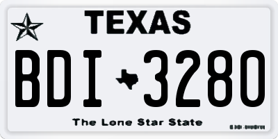 TX license plate BDI3280