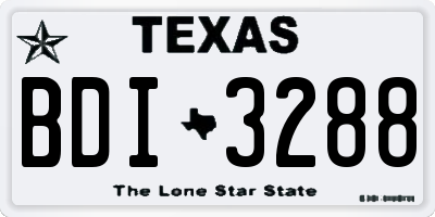 TX license plate BDI3288