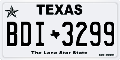 TX license plate BDI3299