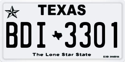 TX license plate BDI3301