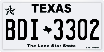 TX license plate BDI3302