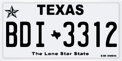 TX license plate BDI3312