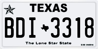 TX license plate BDI3318