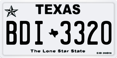 TX license plate BDI3320
