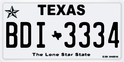TX license plate BDI3334