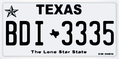TX license plate BDI3335