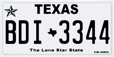 TX license plate BDI3344