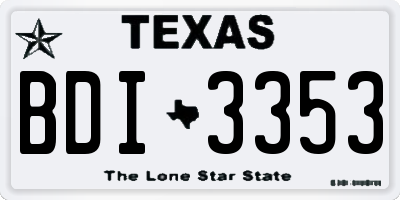 TX license plate BDI3353