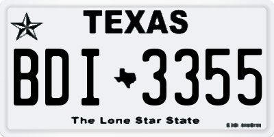TX license plate BDI3355