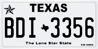 TX license plate BDI3356