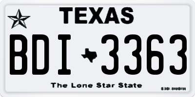 TX license plate BDI3363