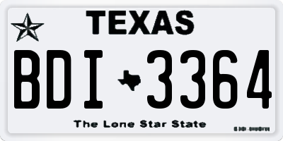 TX license plate BDI3364