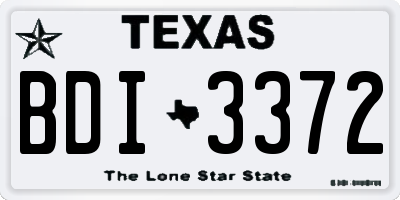 TX license plate BDI3372