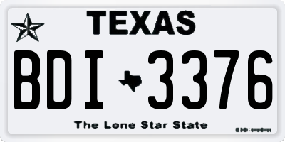 TX license plate BDI3376