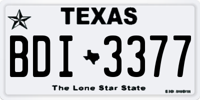 TX license plate BDI3377