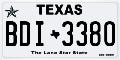 TX license plate BDI3380