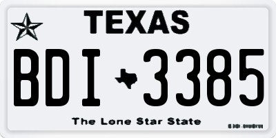 TX license plate BDI3385