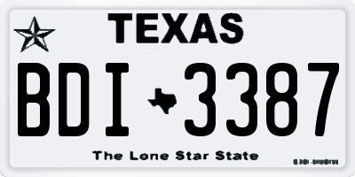 TX license plate BDI3387