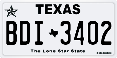 TX license plate BDI3402