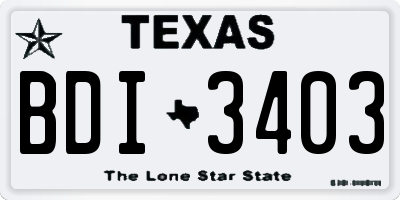 TX license plate BDI3403