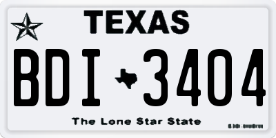 TX license plate BDI3404