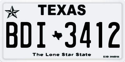 TX license plate BDI3412