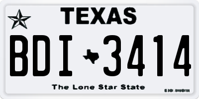 TX license plate BDI3414