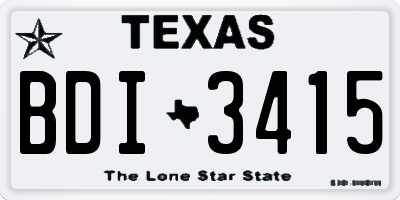TX license plate BDI3415