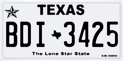 TX license plate BDI3425